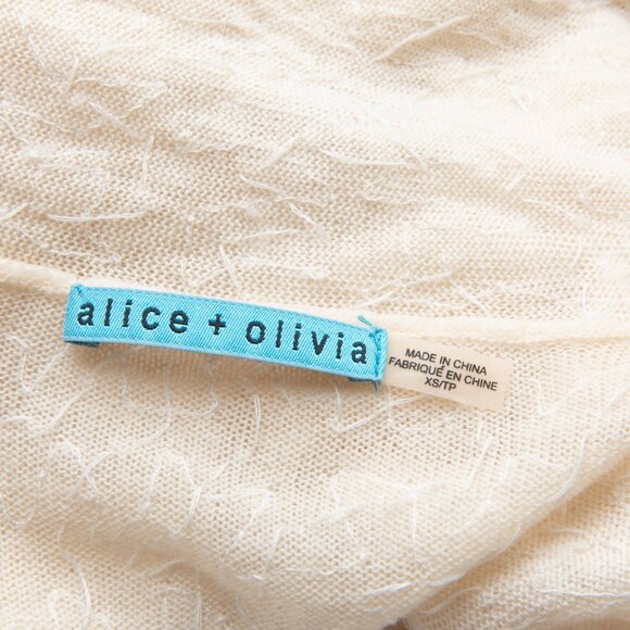Alice + Oliva Draped Front Cardigan Knit Embellished Sequins Wool Cream Size XS - Picture 4 of 9